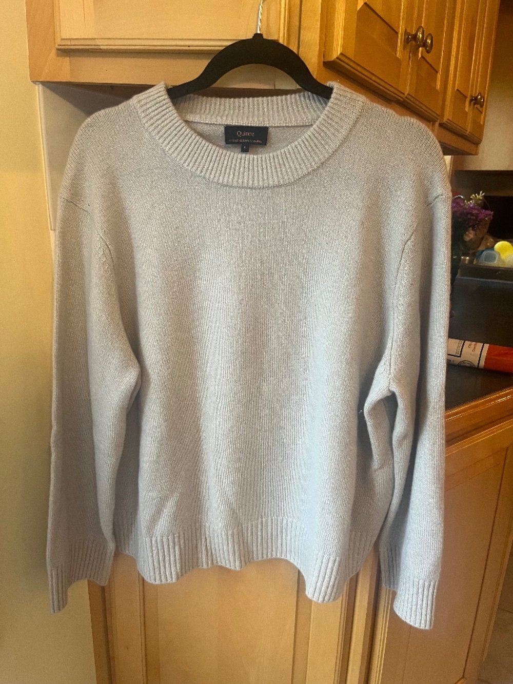 Quince Oatmeal Cashmere Sweater, L